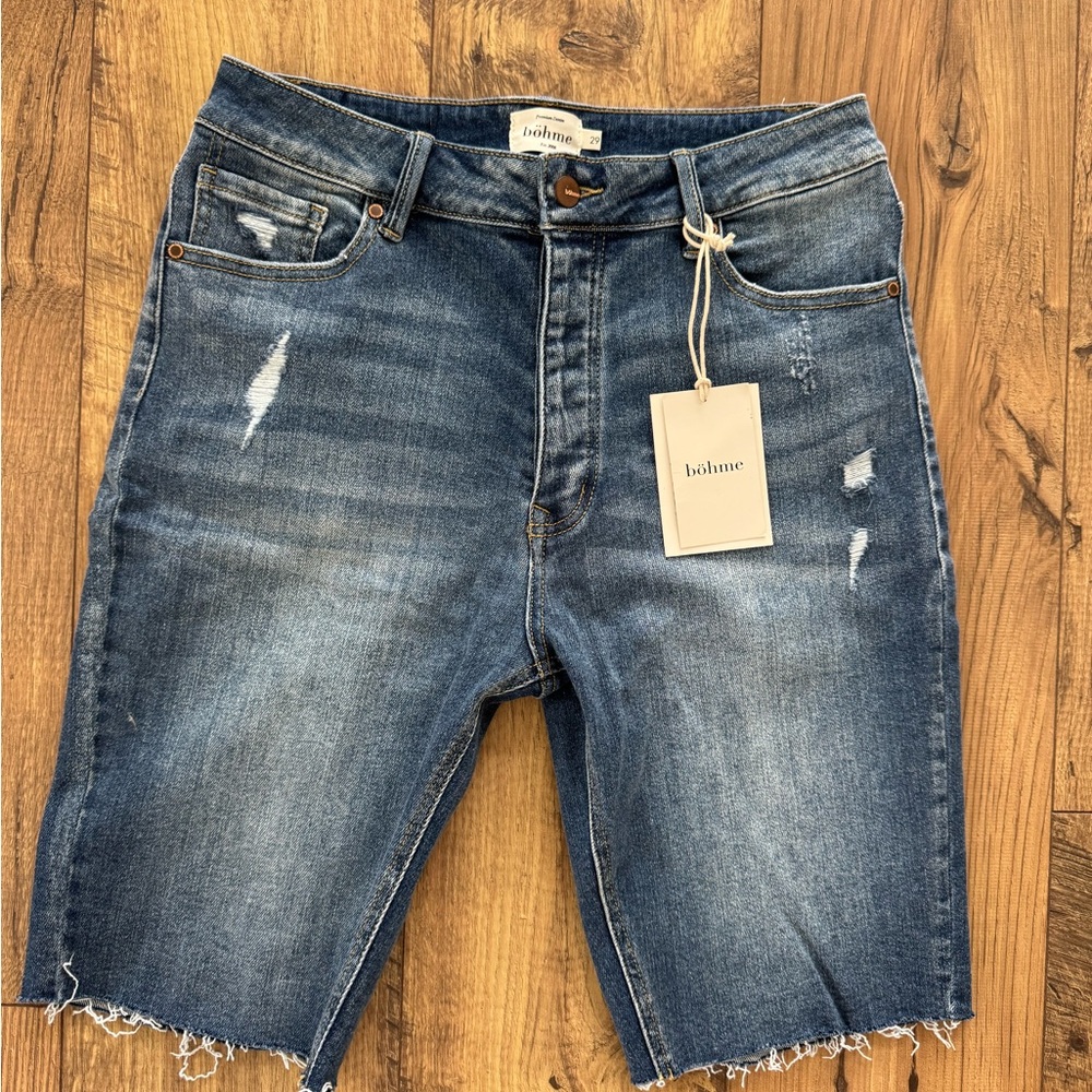 NWT! Bohme Distressed Bermuda Denim Shorts